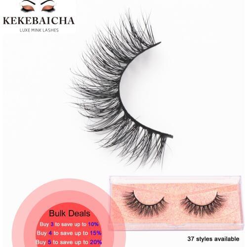 KEKEBAICHA Mink Eyelashes Cruelty Free Eye Lashes Crisscross Thin Band False Eyelashes Handmade Natural Lashes Upper Lash Makeup