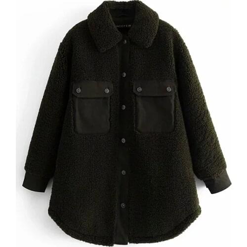 ZA New Winter Women Faux Fur Coat Long Fur Coat Loose Lapel OverCoat Thick Warm Loose Female Oversize Plush Coats