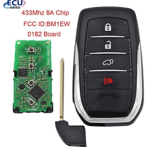 OEM 3+1 Buttons Smart Keyless Remote Car Key For Toyota Fortuner 433Mhz 8A Chip FCC ID:BM1EW 0182 Board