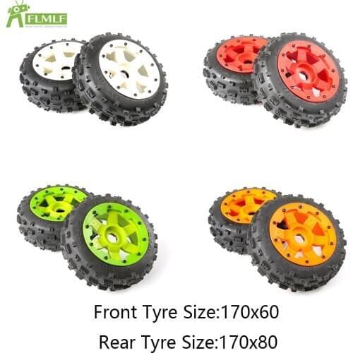 Knobby Tyre Front Rear Assembly Set with High-strength Nylon Wheel Hub Fit for 1/5 HPI ROFUN ROVAN KM BAJA 5B RC CAR Toys PARTS