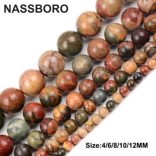 Picasso Round Natural Stone Beads For Jewelry Making Charm Spacer Beads DIY Jewellery Bracelet Necklace Bead Wholesale NASSBORO