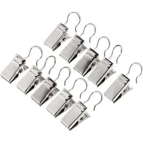 10PCS/Set Strong Sturdy Metal Window Curtain Hook Clips Window Home Hook Iron Drapery Accessories I4W9