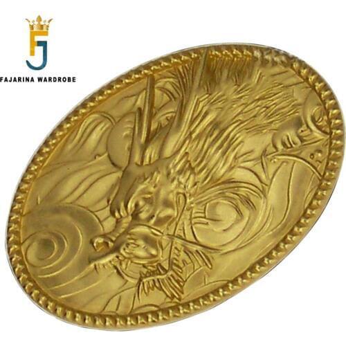 FAJARINA Mens Design 3D Dragon Head Animal Pattern Slide Styles Solid Brass Belt Buckle Only for 3.6-3.9cm Wide Belts BCK019