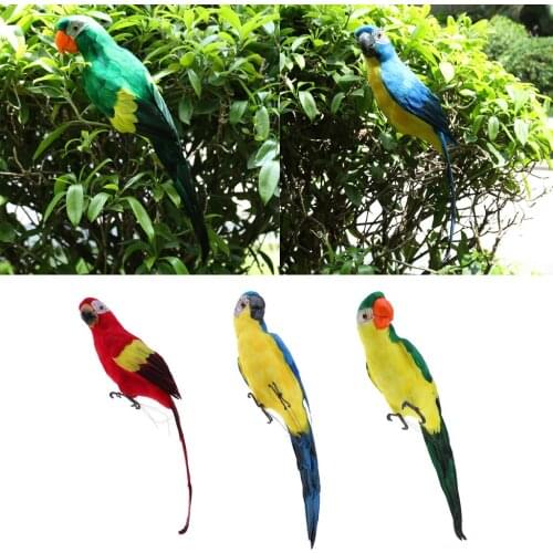 Lifelike Parrot Bird Feathered Birds Parrot Figurines Garden Lawn Decoration