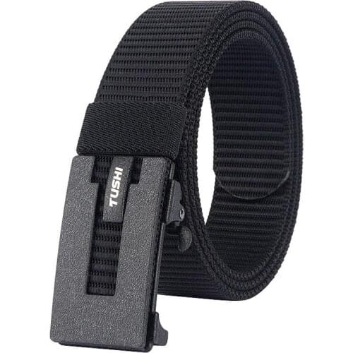 Fashion Nylon Men Belt Alloy Automatic Buckle Casual Canvas Trousers Belt Tank Pattern New casual Belts Male Waist Strap