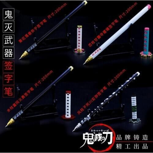 1pcs Anime Demon Slayer Kimetsu No Yaiba Gel Pen Kamado Tanjirou Nezuko Ballpoint Pen 0.5 Black Refill Pens Weapon sword sword
