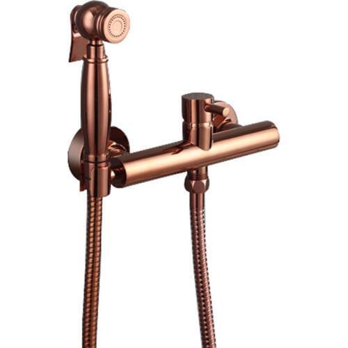 Bathroom Bidet Faucets Solid Brass Hot & Cold Toilet Shower Blow-fed Spray Gun Nozzle Bidet Mixer Tap Rose Gold/Gold