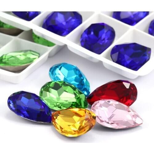 All Sizes Regular Color Shining Tear Drop K9 Glass Loose Rhinestones Piontback Strass Crystal Glue on Dress Jewelry Accessories