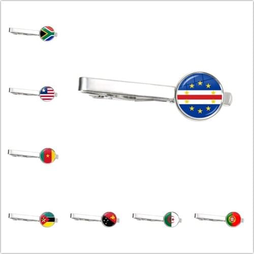 National Flag South Africa,Mozambique,Liberia,Cameroon,Cape Verde,Papua New Guinea,Algeria,Belgium,Portugal Tie Clip for Male