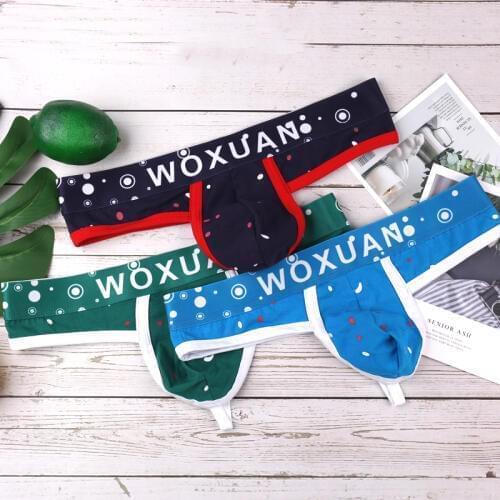 3PCS Sexy Gay Underwear Mens Cotton Briefs Print Underpants Male G String Mens Panties Briefs Low Waist Soft Exotic Jockstraps