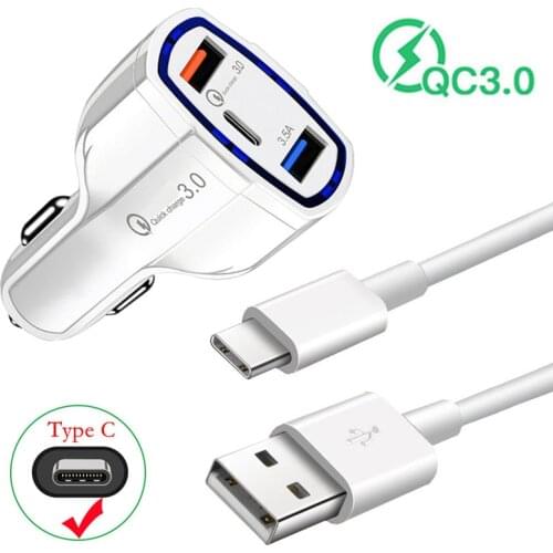 Fast USB PD Power Wire adapter For Samsung galaxy S8 A50 A32 Xiaomi POCO X3 Redmi 9 Note 8 Quick Charge Car Charger Type C Cable