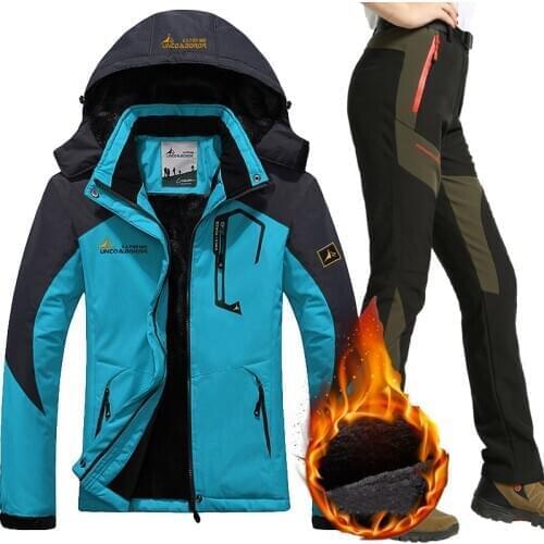 Womens Ski Suit Winter Warm Jacket Pants Female Outdoor Mountain Waterproof Windproof Snow Snowboard Fleece Jackets Trousers