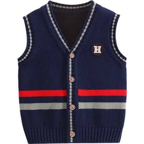 Kids Vest Spring Autumn Knit Stripes Boys Waistcoat Toddler Baby Jackets Casual Single-breasted V-neck Boys Sweater 1 2 3 4 5 Y