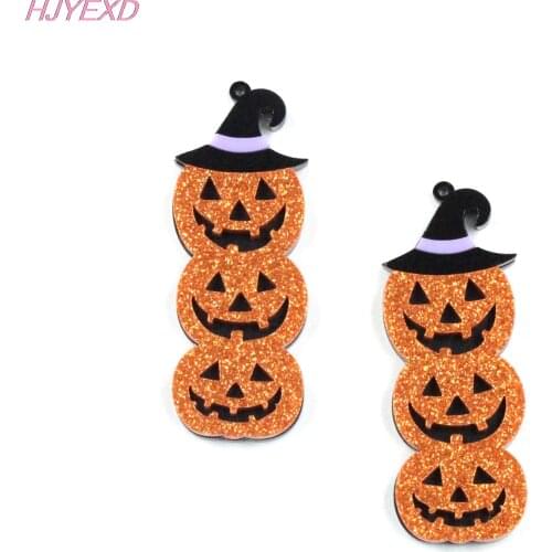 1pair) Halloween For Earrings Acrylic Witch Hat Pumpkin Totem Poles For Dangle Earrings Jewelry Accessories