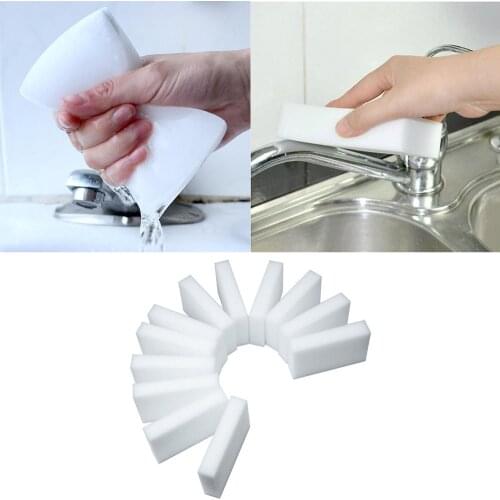 10pcs 10x6x2cm White Magic Sponge Eraser Melamine Cleaner Multi-functional Kitchen Bathroom Cleaning Tools
