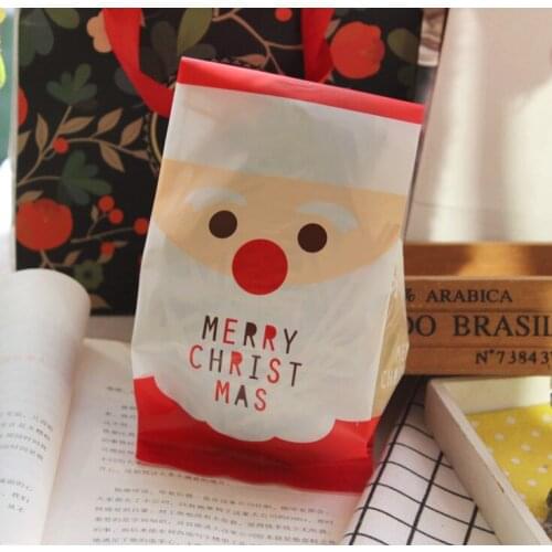 100pcs Christmas series Santa Claus high quality baking biscuit Qu Qiping pocket plastic gift bag