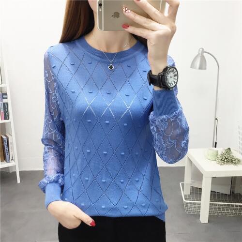 2020 Promotion Real Feminino Poncho Jumper Loose Sleeve Knitted Sweater Pullover With Round Collar And Lace Bottoms