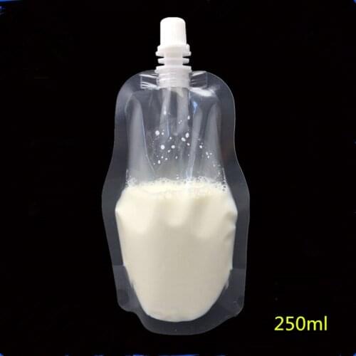 250ml Transparent Liquid drink squeeze packet Bags, Gourd shaped Beverage packaging bag, Coffee Milk juice mocktail bag 100PCS