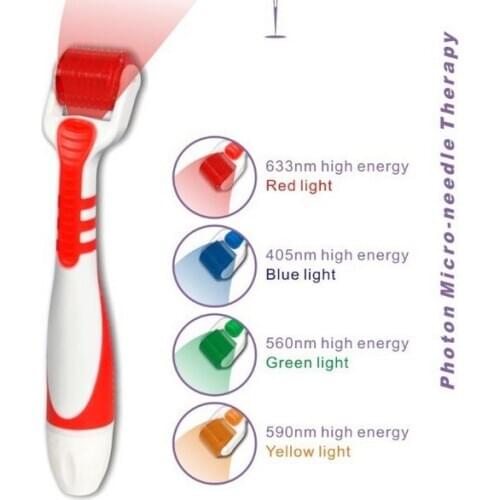 4 color light LED Photon Microneedle Derma Roller 540 Needles dermaroller Acne Wrinkle removal