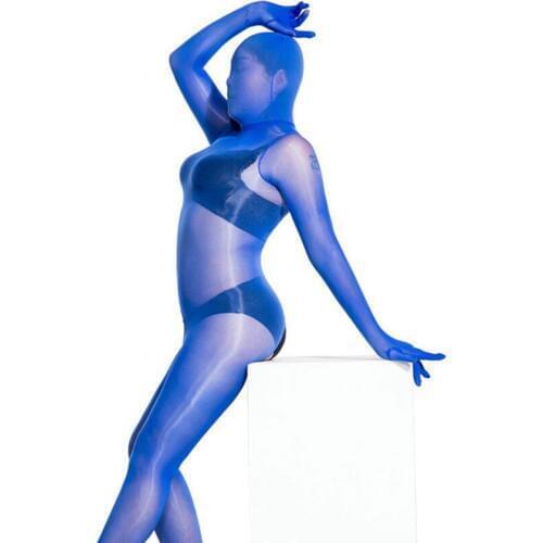 8D Hot Erotic Transparent Full Cover Bodysuit Crotchless Sexy Tight Panthhose Fetish Cocoon Bodystocking Glossy Women Lingerie