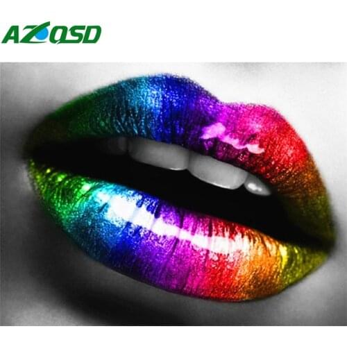 AZQSD 5d Diamond Painting Lips Cross Stitch Full Drill Square Rhinestones Embroidery Sale Home Decor Gift Diy Needlework