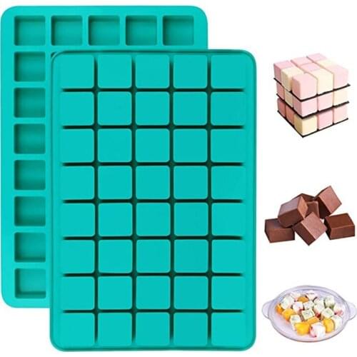 Household Kitchen Cake Mold Cavity Cube Square Caramel Candy Silicone Truffle Chocolate Jelly Ice Tray Mold Baking Tool