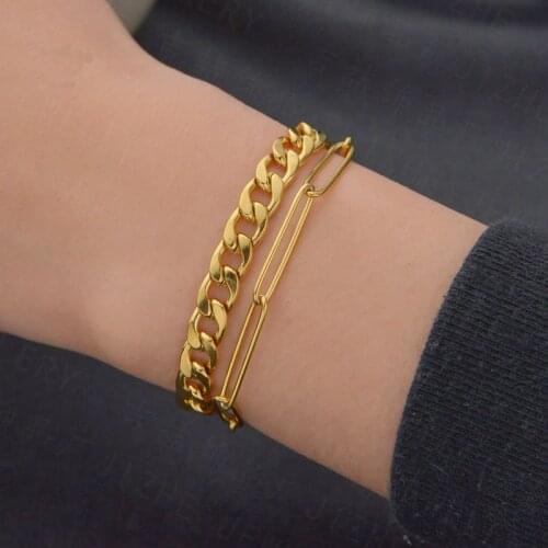 XIYANIKE 316L Stainless Steel 2 Layer Gold Color Silver Color Thick Rope Bracelet 2021 For Women Men Fashion Party Jewelry Gift