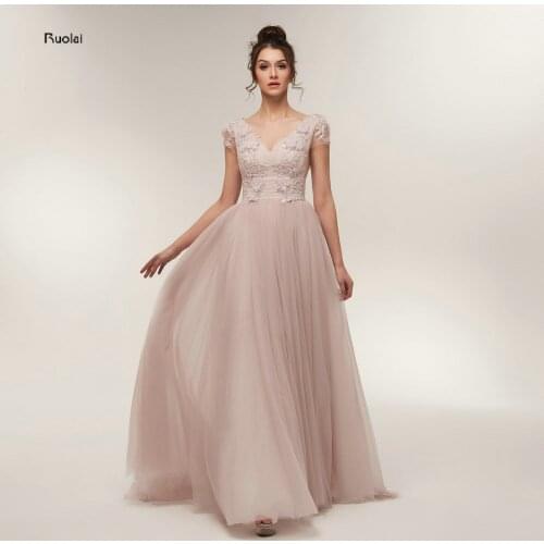 Elegant Prom Dresses Long 2018 V Neck Party Dresses Long Appliques Open Back Evening Dresses Prom Party Dresses vestido de noiva