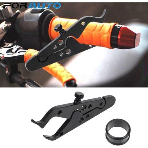 FORAUTO 1PCS Universal Cruise Control Clamp Motorcycle Throttle Lock With Rubber Ring Handlebar Black Aluminum