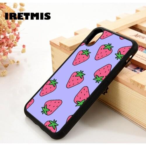 Iretmis 5 5S SE 6 6S Silicone Rubber Phone Case Cover for iPhone 7 8 Plus X Xs 11 12 MINI Pro Max XR Strawberry Fields Lavender