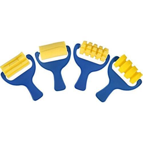 New Set of 4pcs Sponge Paint Roller Brush DIY Children Painting Brushes Kid Art Craft Painting Tool