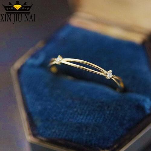 Hollow Small Diamond Wreath Gold Zirconium Drill Mini-mini Double-deck Rings 14k Gold Jewelry Diamond Rings For Women