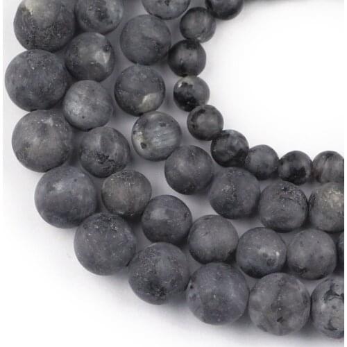 HGKLBB Natural Matte Black Stone Labradorite Round Spacer Loose Beads For Jewelry Making 6 8 10 mm DIY Bracelet Accessories