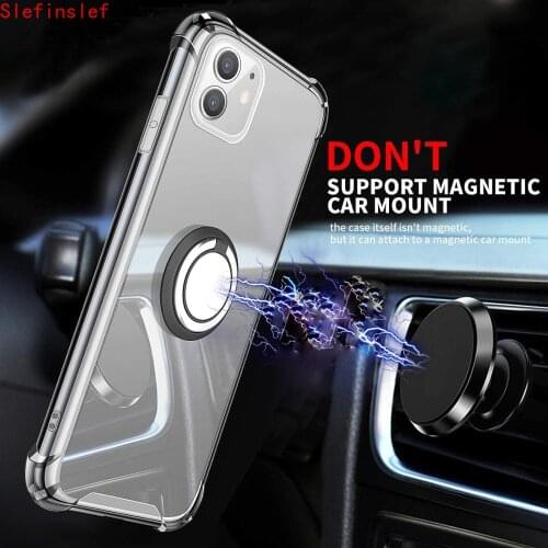 Magnetic Car Finger Ring Shockproof Soft TPU Back Airbag Case For iPhone SE 2nd 2020 12 Mini 11 Pro Max X XR XS 5 6 7 8 Plus