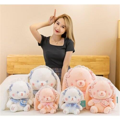 20-40cm cartoon cute long eared rabbit doll bow knot small rabbit doll plush toy for children girl birthday gift