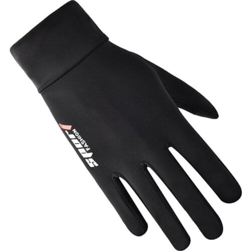 Men Women Outdoor Print Letters Sport Fitness Non-Slip Touch Screen Cycling Mitten Thin Elasticity Full Finger Fishing Glove I53