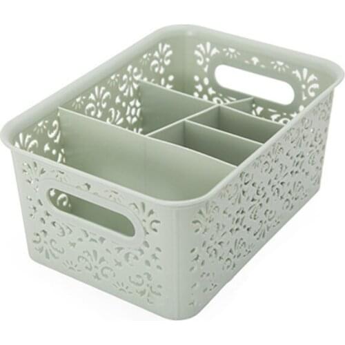 Cosmetics Desktop Storage Box Pen Holder Organizer Case 6 Slots Grids Makeup Rack Multifunction Plastic Basket