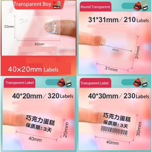【Niimbot B21 Label】Transparent Thermal Label Tape Label Sticker used for Niimbot B21 Label Maker Label Printer