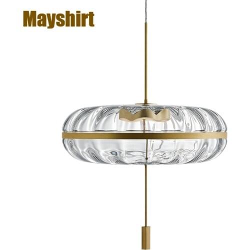 Nordic Pumpkin Glass Pendant Light Modern Living Room Deco Kitchen Island Hanging Lamp Art Deco Bar Restaurant Light Fixture