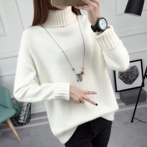 OHCLOTHING 2017 new winter long hair female Korean loose turtleneck ladies women sweater spring long sleeved Pullover