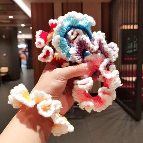 New sweet autumn and winter new wool knitted wave lace Elastic Hair Bands For Women Girls Hair Accessories Headwear