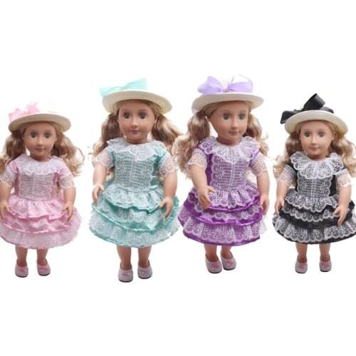 Doll clothes 4 colors Elegant princess dress toy accessories fit 18 inch Girl doll and 43 cm baby dolls c386