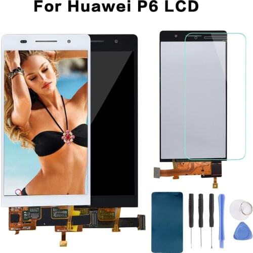Original For Huawei P6 LCD Display+Touch Screen Digitizer Glass Panel Replacement For Huawei Ascend P6 + tools