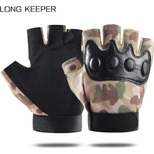 Men Outdoor Tactical Fingerless Gloves Military Army Shooting Hunting Anti-Slip Mittens Half Finger Training Hiking Gloves Luvas