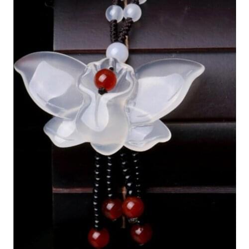 White Chalcedony Pendant charms серьги Sweater Necklace Butterfly Pendant Male Green Manufacturer High Ice Jade Wholesale