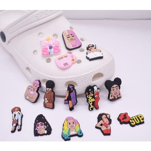 Shoe Charms Fashion Girl Hole Shoes Decorative Buckle Accessories PVC Flexible Glue Shoe Ornament Shoe Buckle Cartoon Tsum