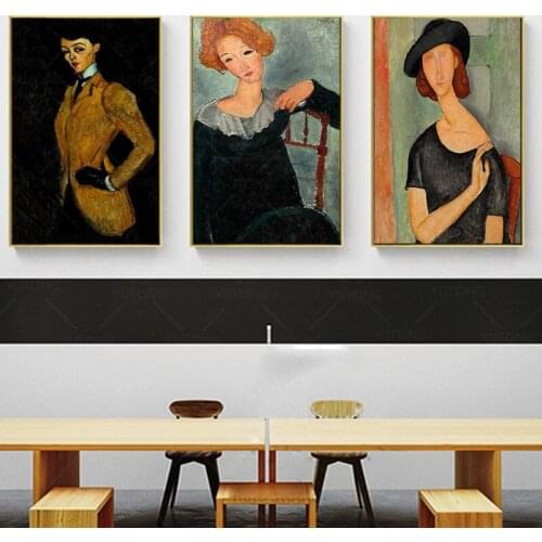 Portrait of Jeanne Hebuterne Canvas Painting By Modigliani Famous Art Posters And Prints Nordic Wall Art Pictures For Home Decor