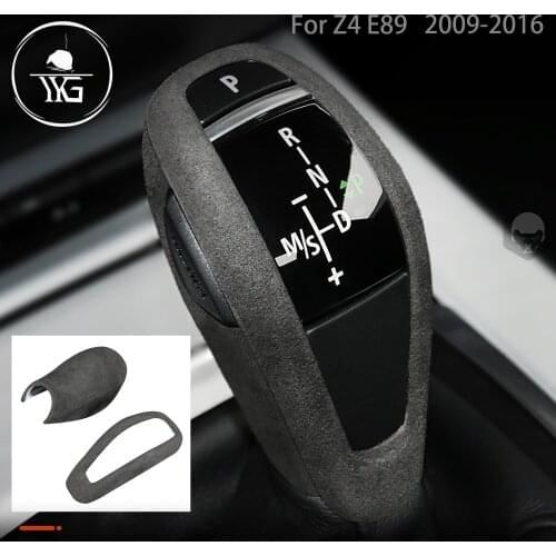 Turn Fur Suede Wrap Cover For BMW Z4 E89 2009-2016 Gear Shift Knob ABS Trim Protective Cap Interior Car Accessories
