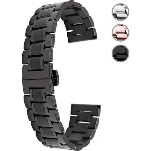 14mm 16mm 18mm 20mm Stainless Steel Watch Band Classic Simple Metal Waychbands Bracelet New Rose Gold Watch Strap For Women Men