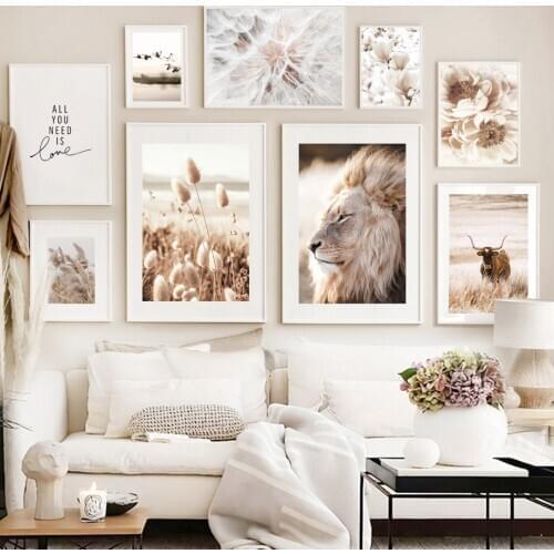 Reed Dandelion Lion Quote Magnolia Cattle Wall Art Canvas Painting Nordic Posters And Prints Wall Pictures For Living Room Decor